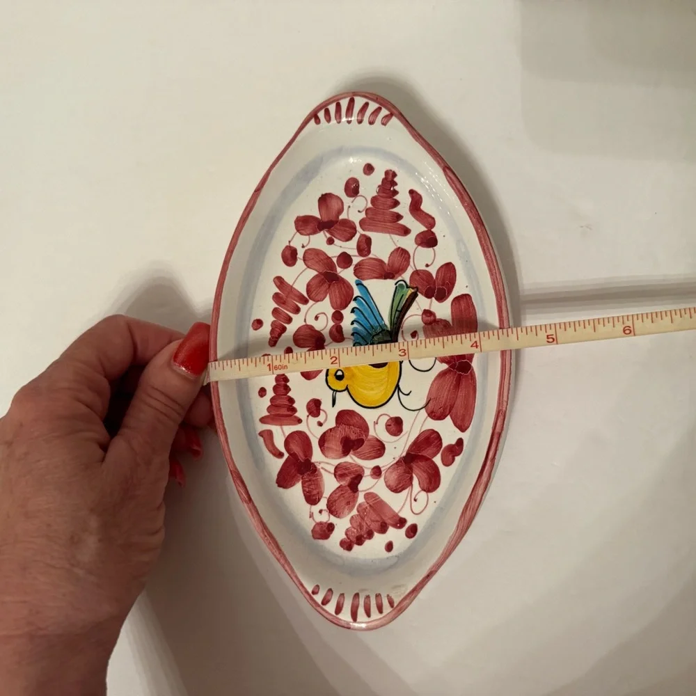 DERUTA CERAMICHE SMALL TRAY TRINKET DECOR ACCENT DINING CANDY WHITE PINK ITALY
